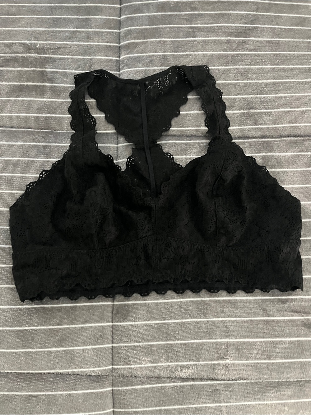 Jezebel Black Lace Racerback Bralette with Floral Detail
